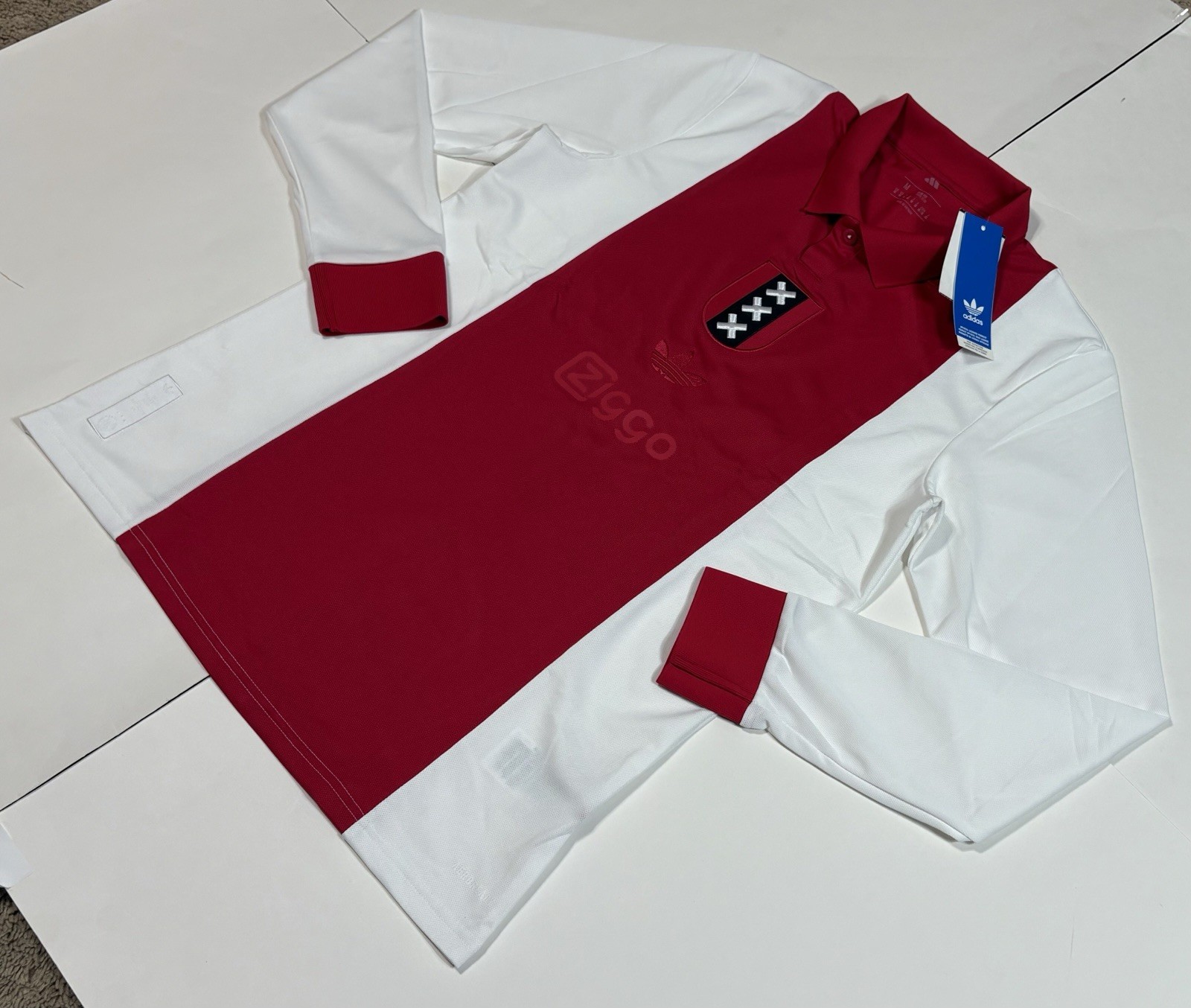 Adidas Ajax Amsterdam Anniversary Jersey White Red JF6340 Slim Fit Multi Size