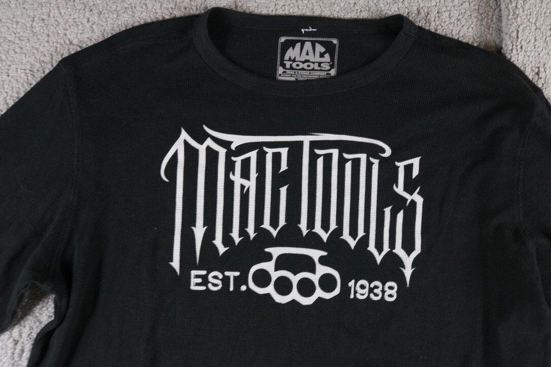 Mac Tools Black 2XL Graphic Print Thermal Henley Vintage Pull Over Mechanic