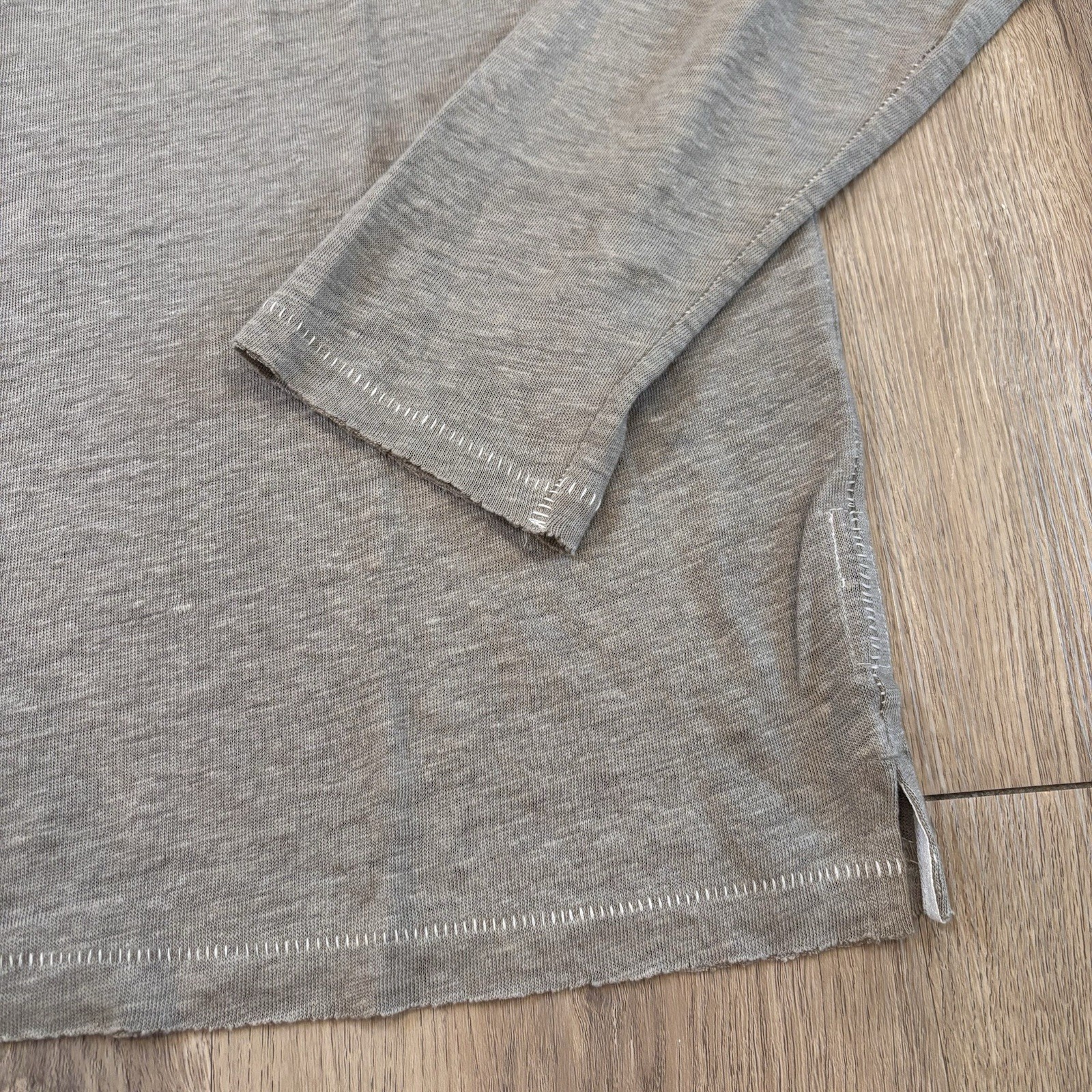 Rag & Bone Men’s Owen 100% Linen Long Sleeve Knit Crewneck Shirt Light Brown M
