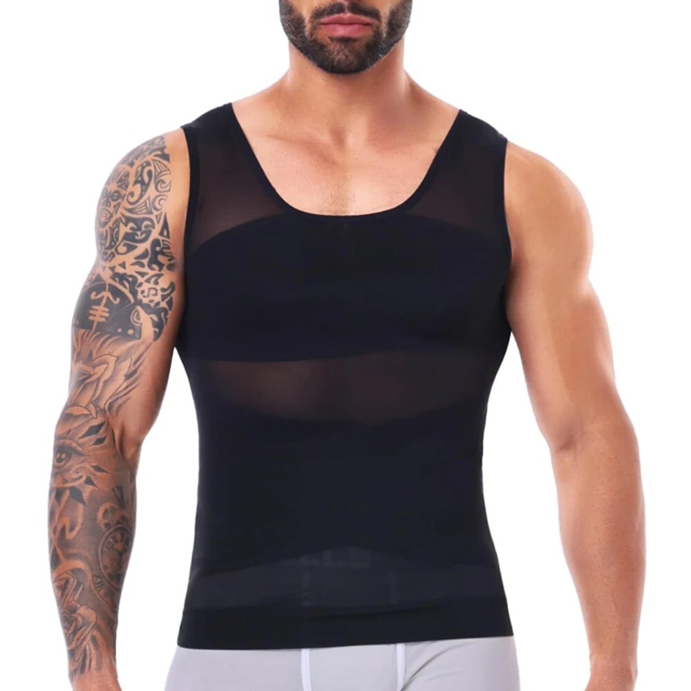 Men Slimming Body Shaper Tank Top Abdomen Gynomastica Compression Vest Shirt