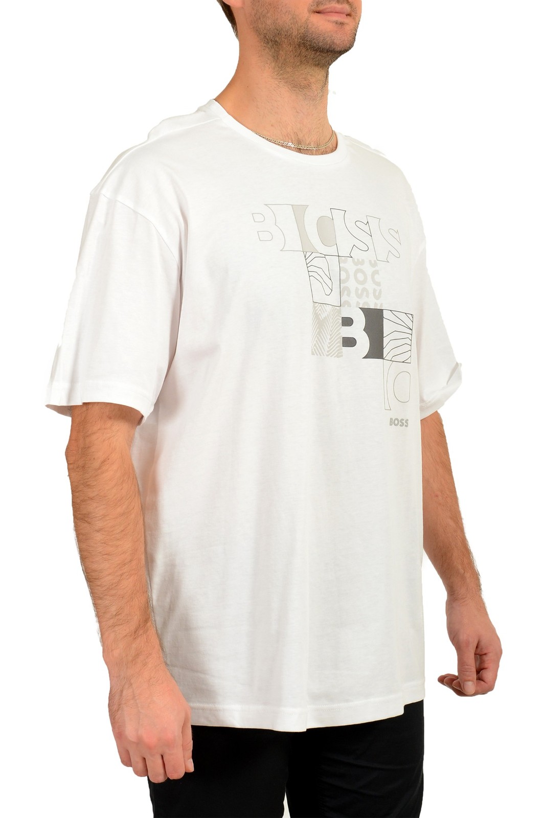 Hugo Boss Men’s “Tirax 1” White Logo Print Short Sleeve T-Shirt US 2XL IT 56