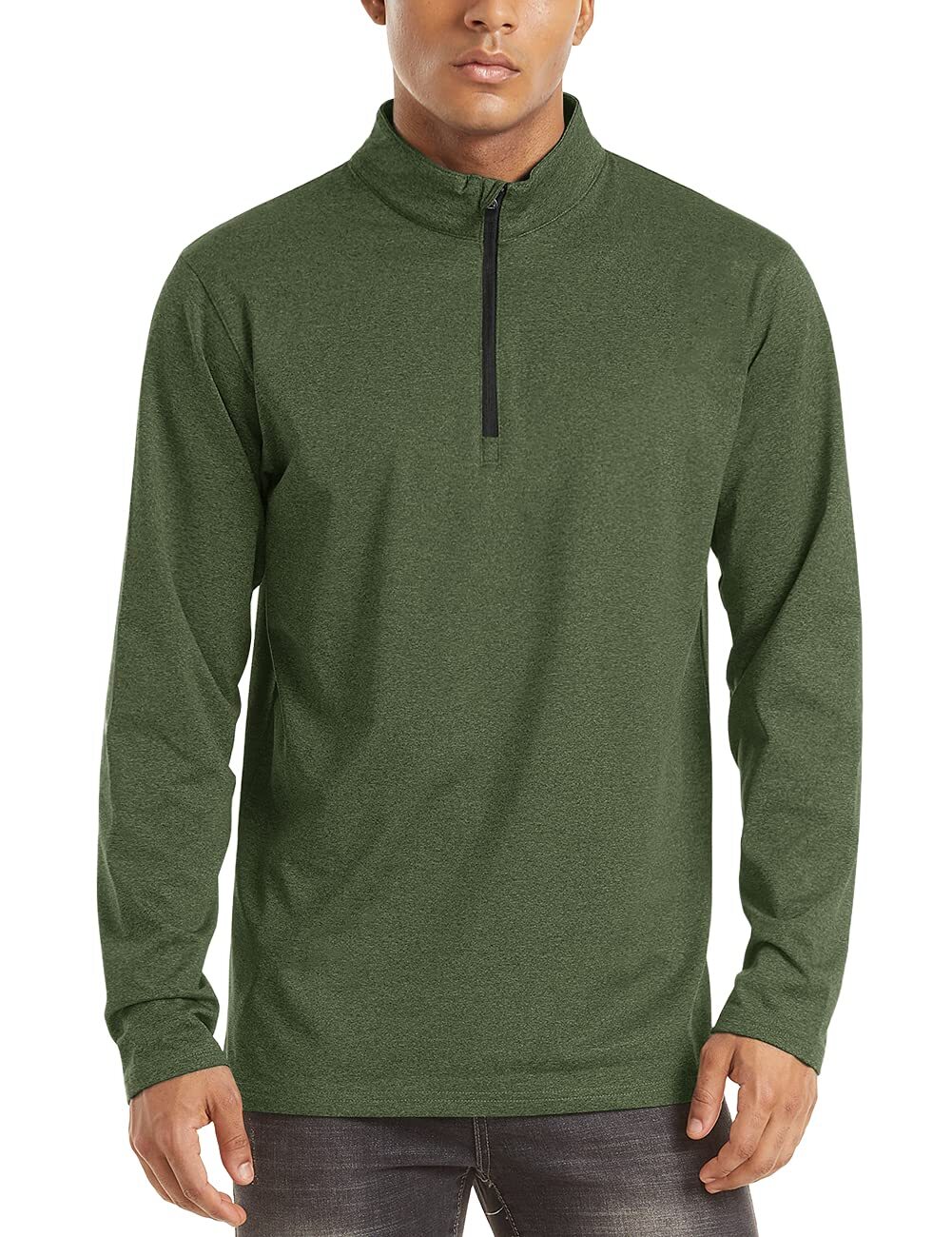 Men’s 1/4 Zip Pullover Sweater Lightweight Long Sleeve Gym Workout Outdoor Shirt