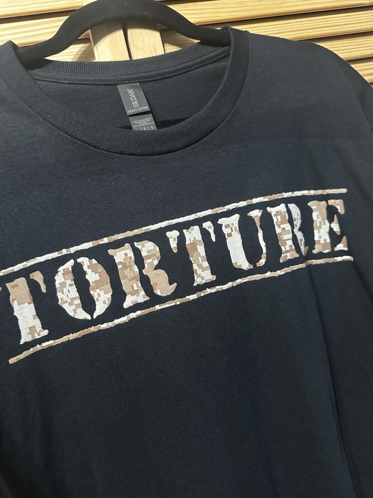 Torture Enduring Freedom Digital Camo Black Tshirt Reality Fade Large