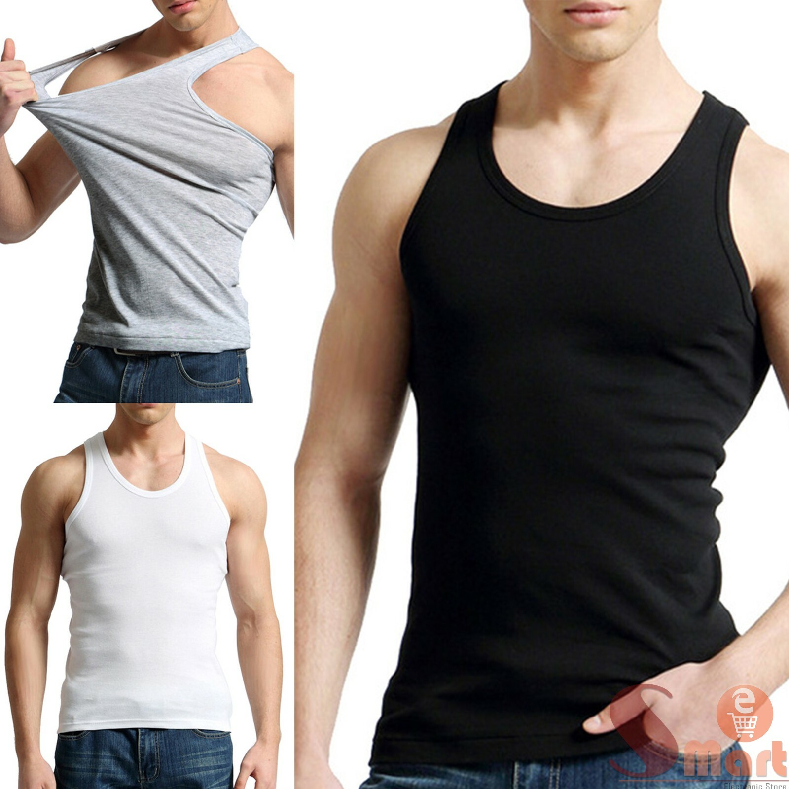 3 PC Mens 100% Cotton Tank Top A-Shirt Wife Beater Undershirt Workout Shirt