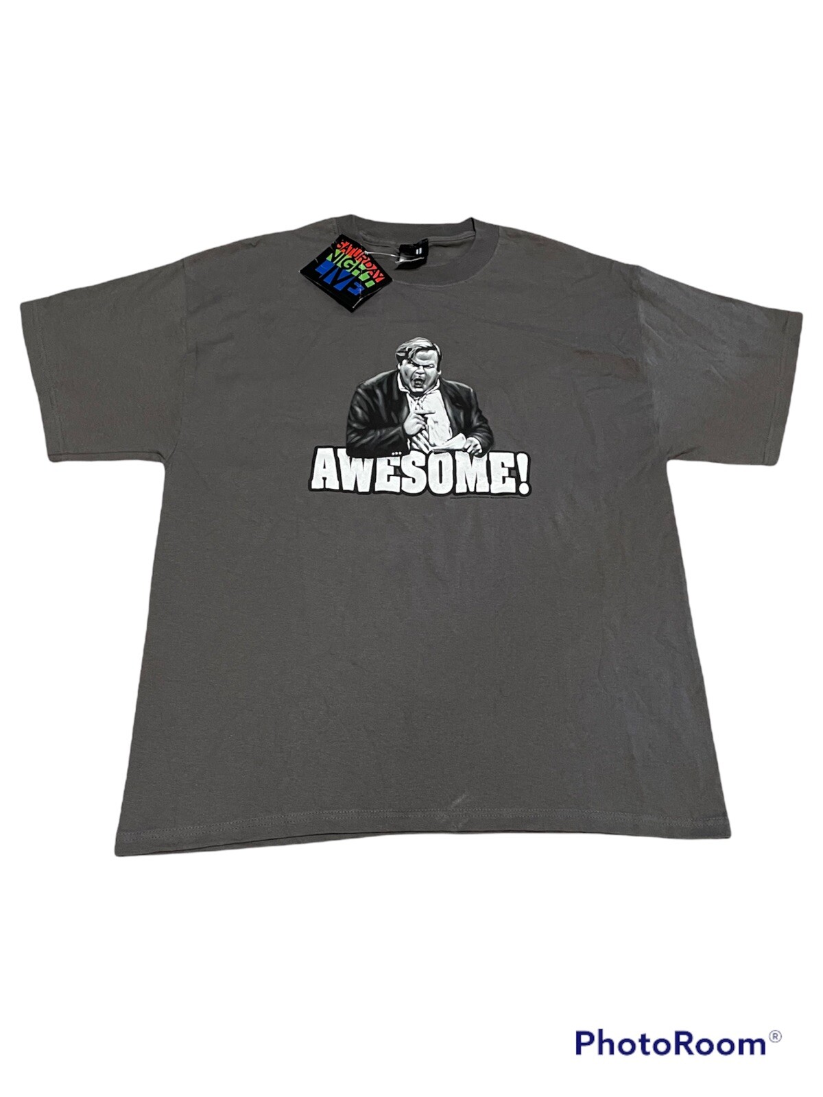 NWT Vintage Chris Farley SNL Comedian Y2k 2006 Awesome Shirt Gray Cotton Sz L
