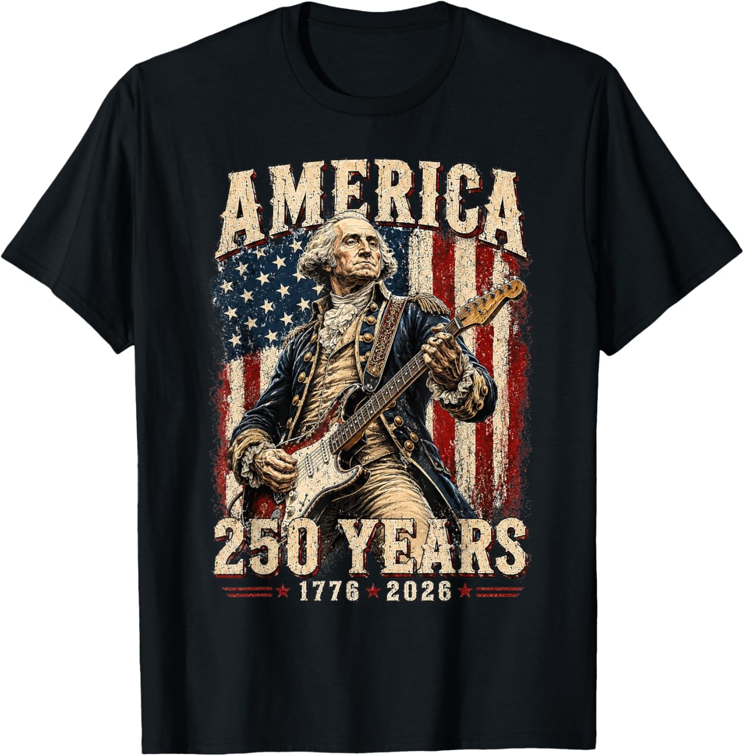 Vintage George Washington Playing Guitar 250 Years America Unisex T-Shirt