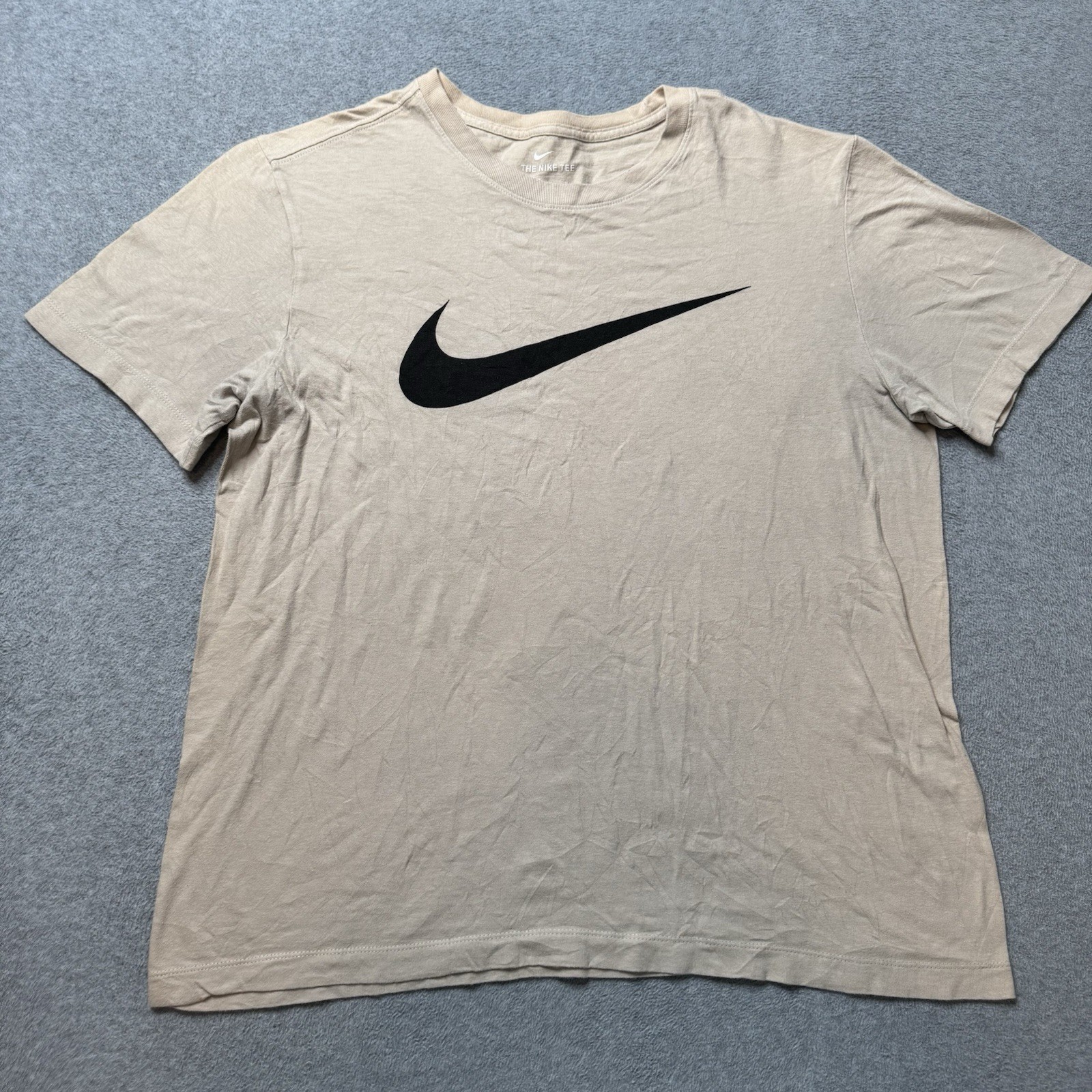 Nike T Shirt Mens Medium Beige Just Do It Performance Classic Sports Adult