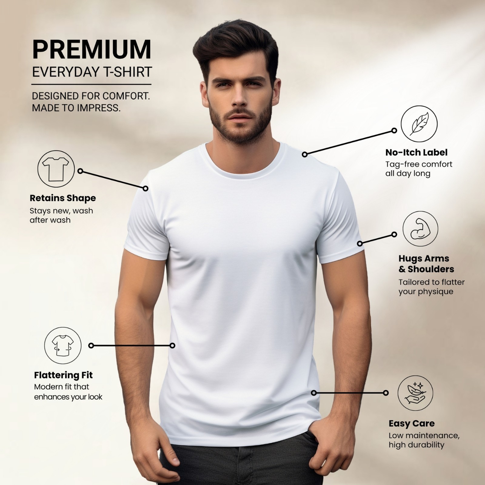 Men’s Heavy Cotton T-Shirt Short Sleeves Crew Neck Plain Blank Tee Pack of 5