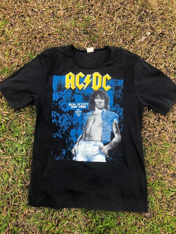Bon Scott The Legend ACDC Short Sleeve Black All Size Gift Shirt VC2006