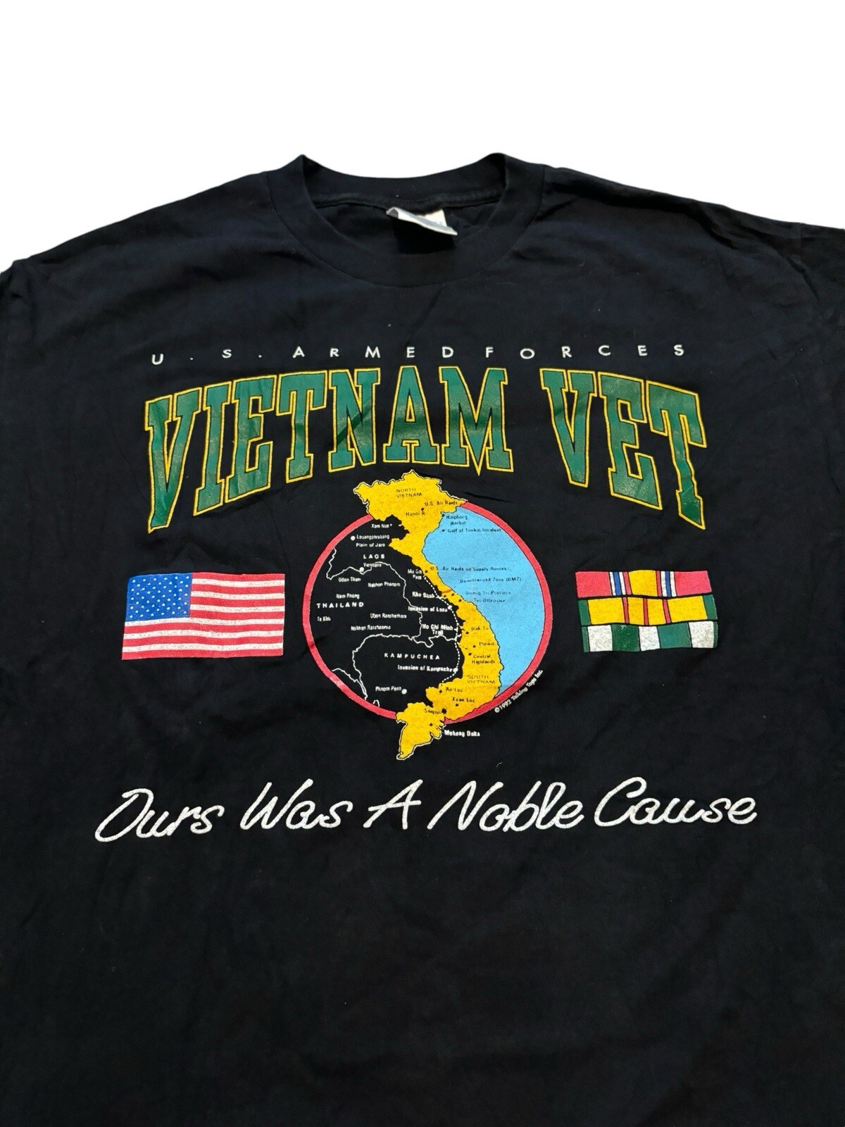 Vintage 1992 US Armed Forces Vietnam Vet Graphic Talking Tops T-Shirt USA Large