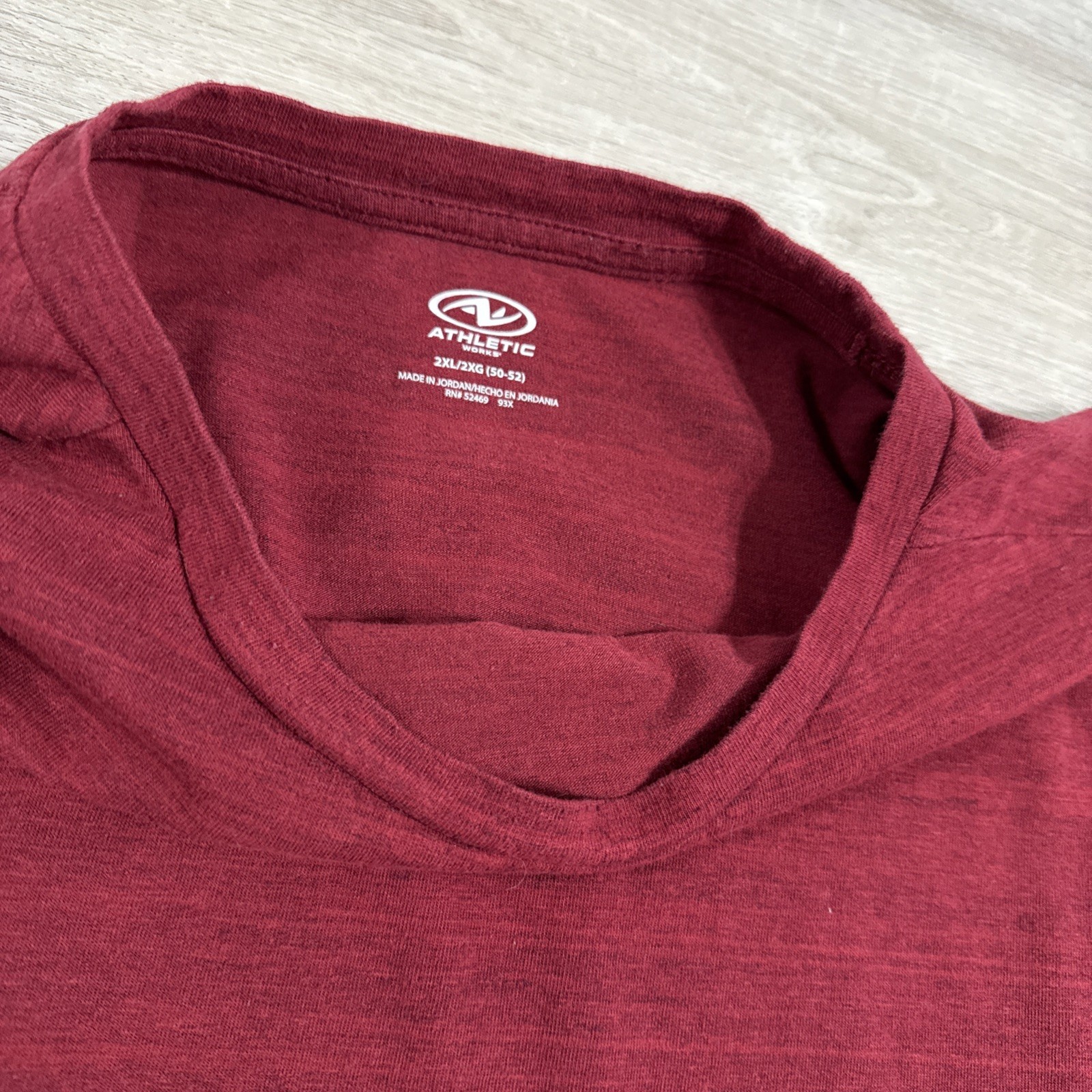 Athletic Works Shirt Men’s Red Heather Crew Neck Stretch 2XL Cotton Blend Tee