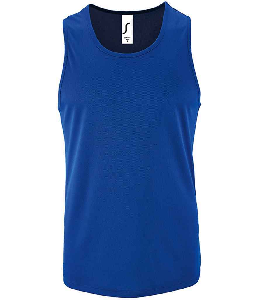 SOLs Mens Sporty Polyester Performance Tank Top Vest Sleeveless T-Shirt S-3XL