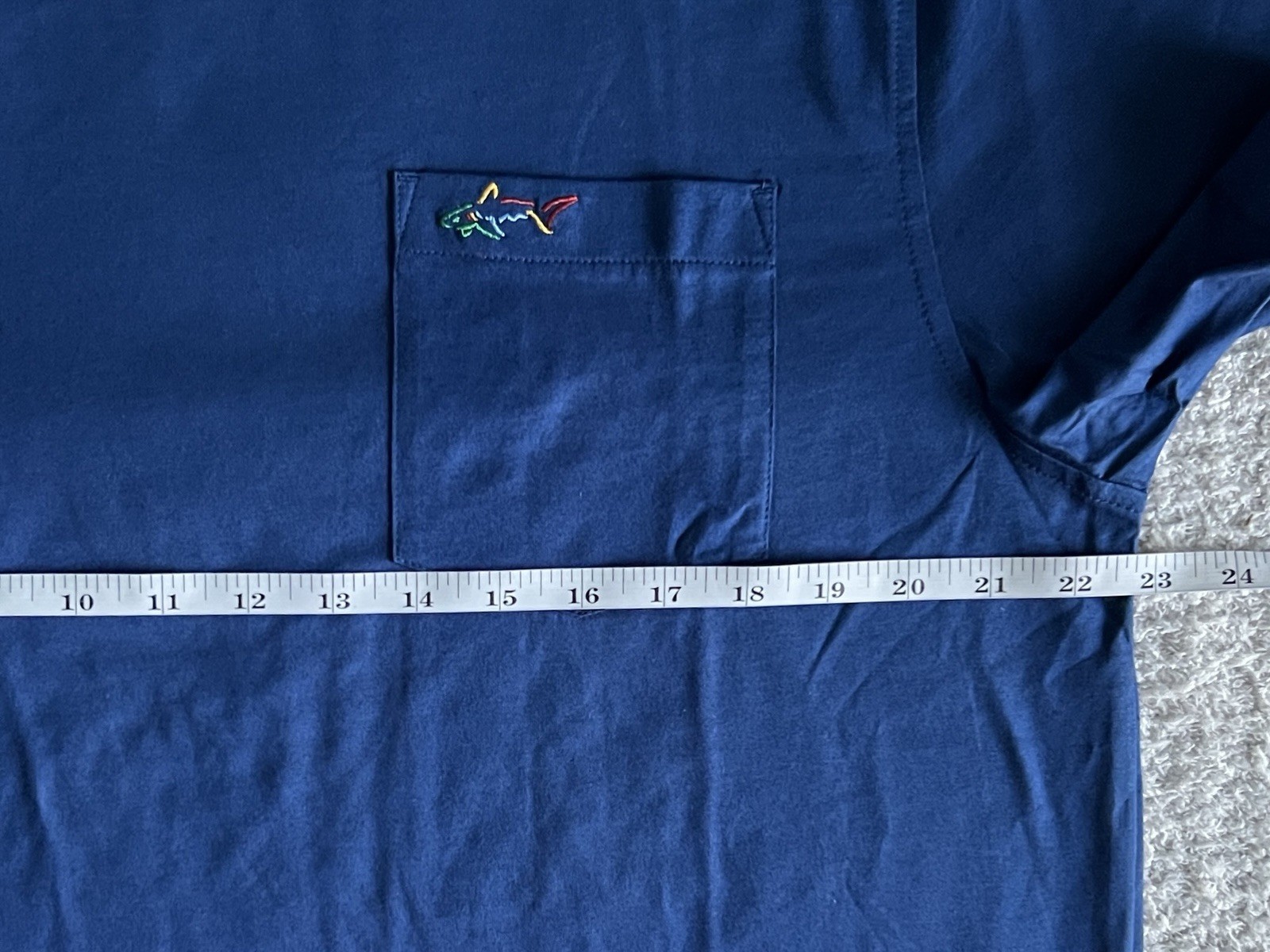 Greg Norman T Shirt Men’s Sz Large Blue Pocket Tee Relaxed Fit Short Sleeve
