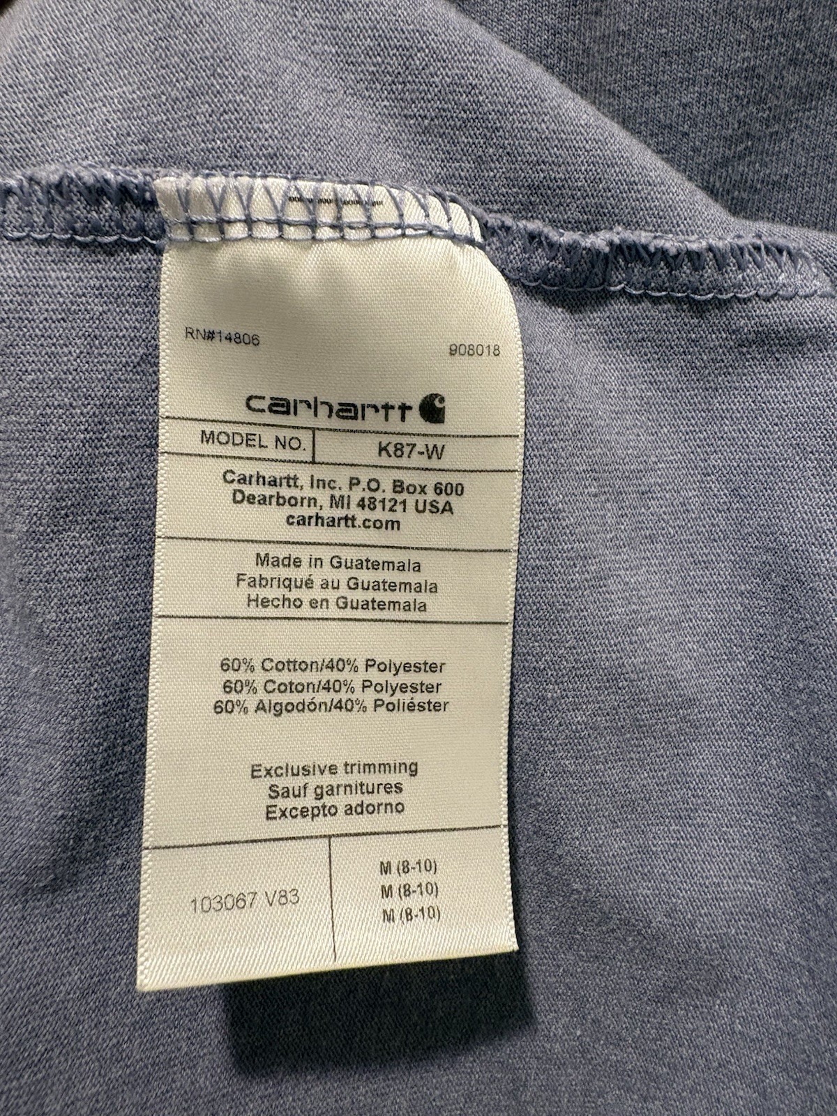 Carhartt Loose Fit Pocket T-Shirt Blue Men’s M Crew Neck Short Sleeve