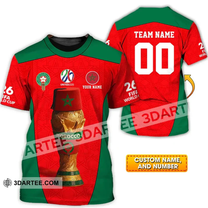 Unisex Shirt – Custom Name Morocco World Cup 2026 3D Shirt VK13761