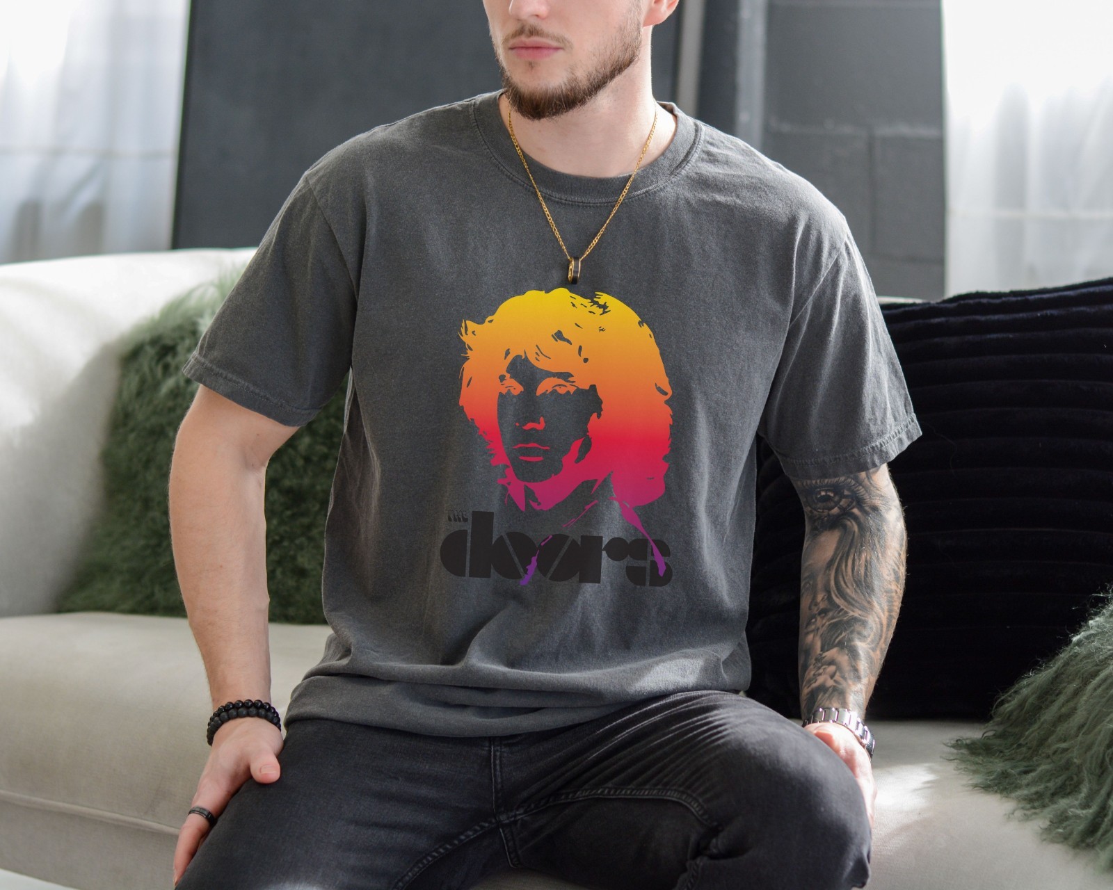 The Doors Jim Morrison T-Shirt on Premium Vintage Black Comfort Colors 1717 Tee