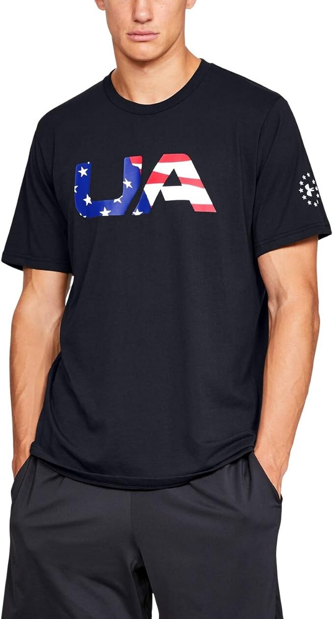Under Armour 1333352 Men’s UA Freedom Big Flag USA T-Shirt, Black, Mediium