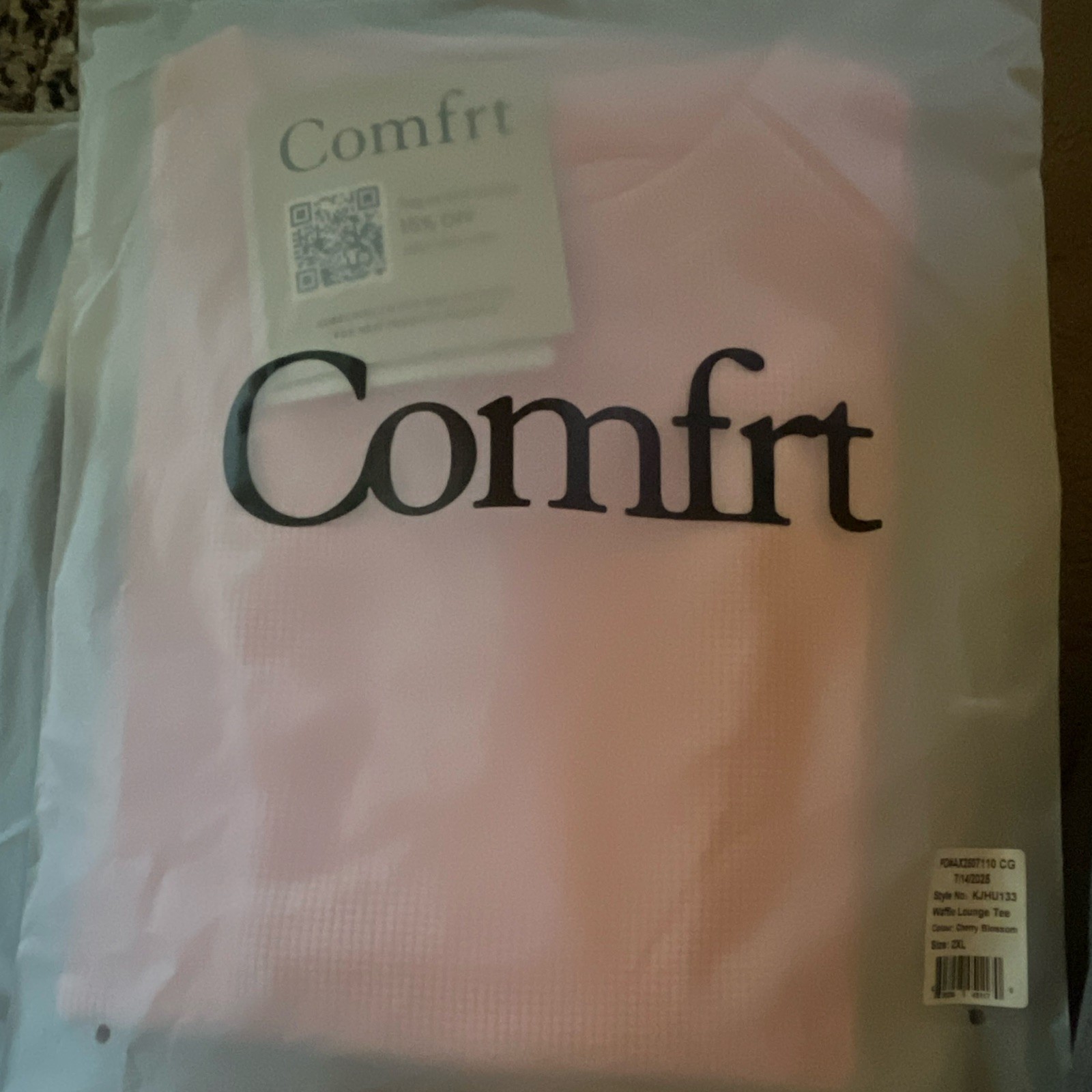 Comfrt Cherry Blossom Waffle Knit Lounge Crew Neck Short Sleeve 2XL