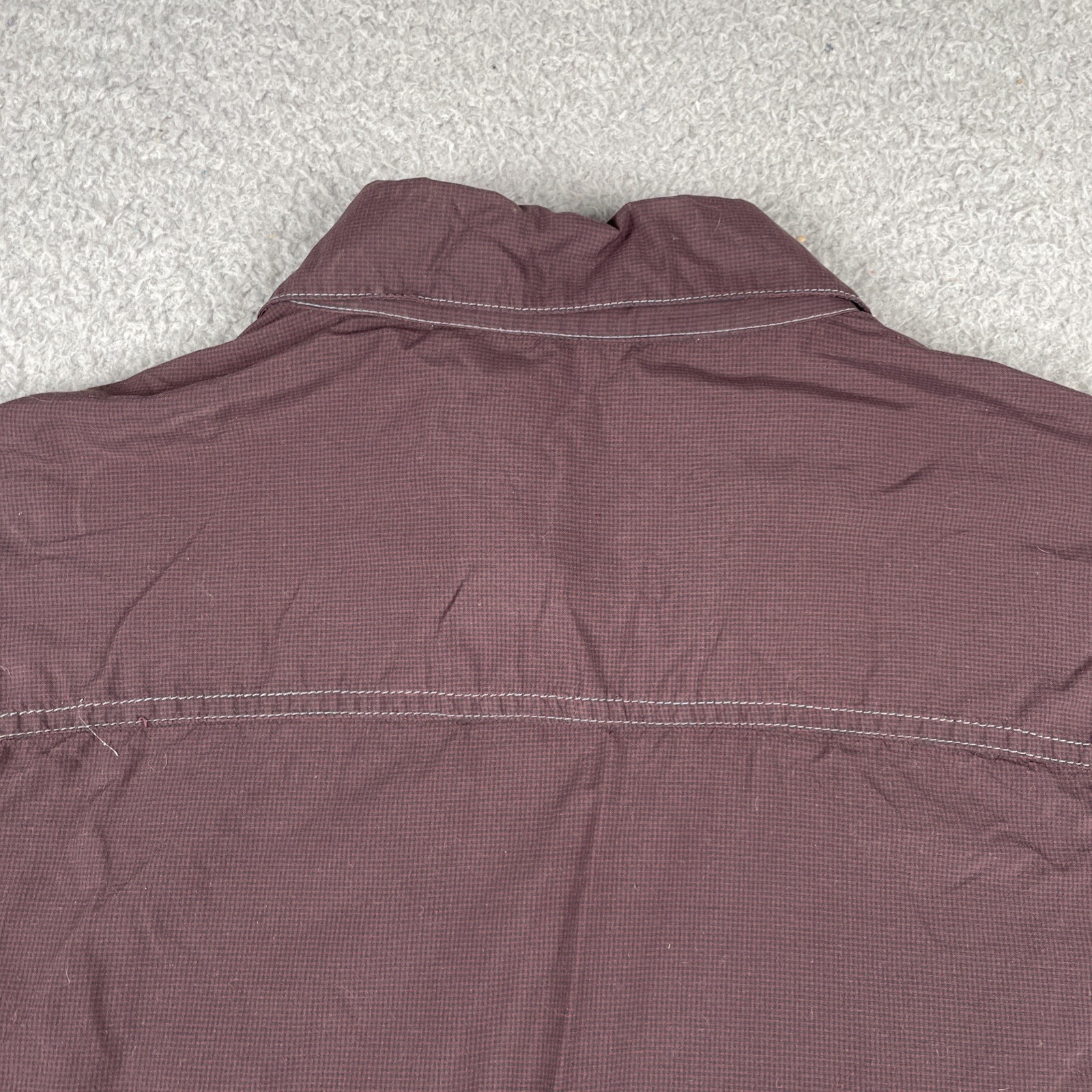 Kuhl Outdoors Button Up Pocket Adventure Shirt Micro Plaid Nylon Medium Maroon