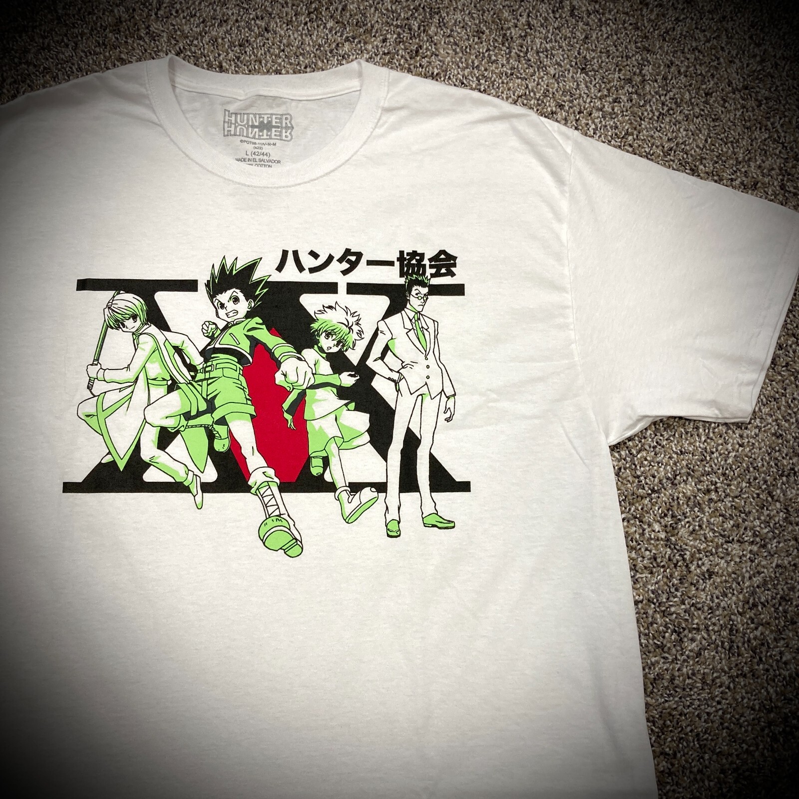 HUNTER x HUNTER T-SHIRT white anime manga japanese letters kanji ADULT L XL 2XL