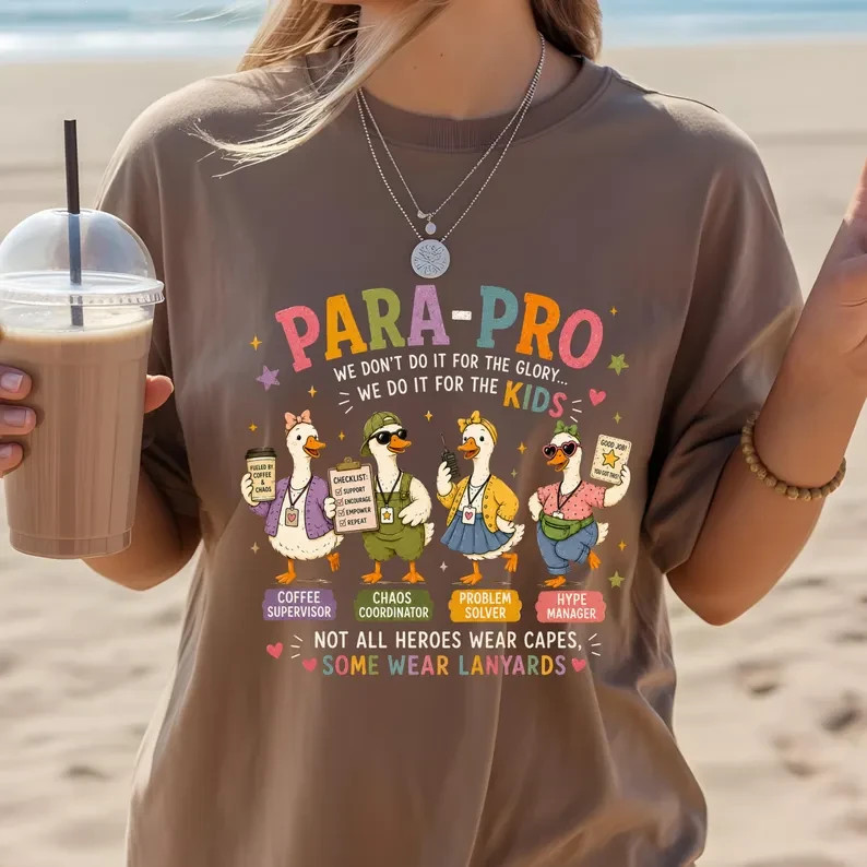 Paraprofessional Shirt Para Pro Teacher Assistant School Staff Gift Duck Tee