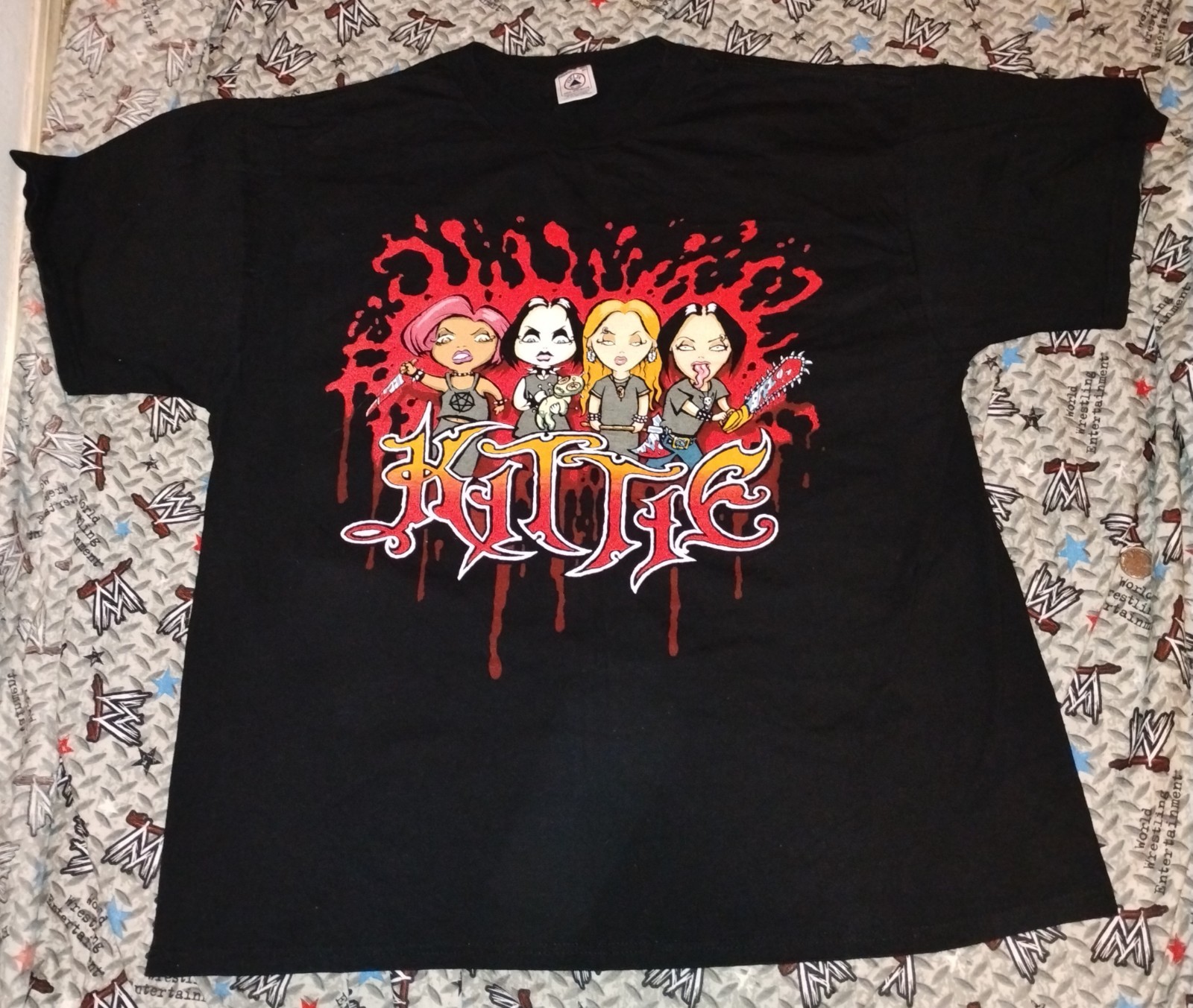 Kittie Cartoon Tour Concert Shirt Size XL Morgan Mercedes Lander Y2K Metal