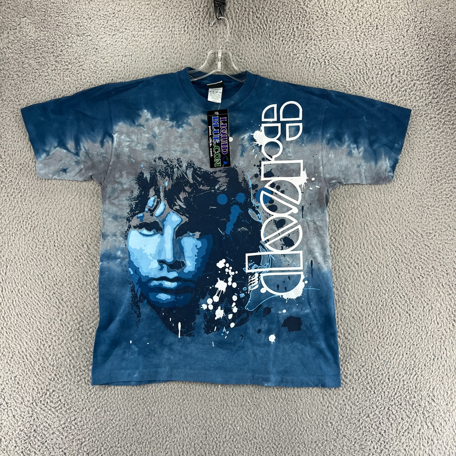 Vintage The Doors Shirt Mens L Y2K Liquid Blue Jim Morrison Tie Dye Deadstock