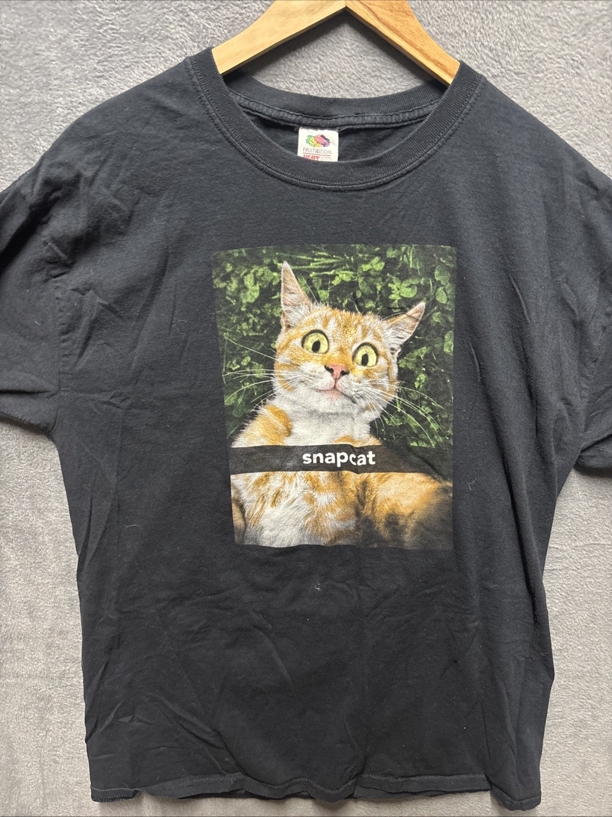 Fruit Of The Loom Heavy Cotton HD Funny Cat Snapchat Shirt Size Large