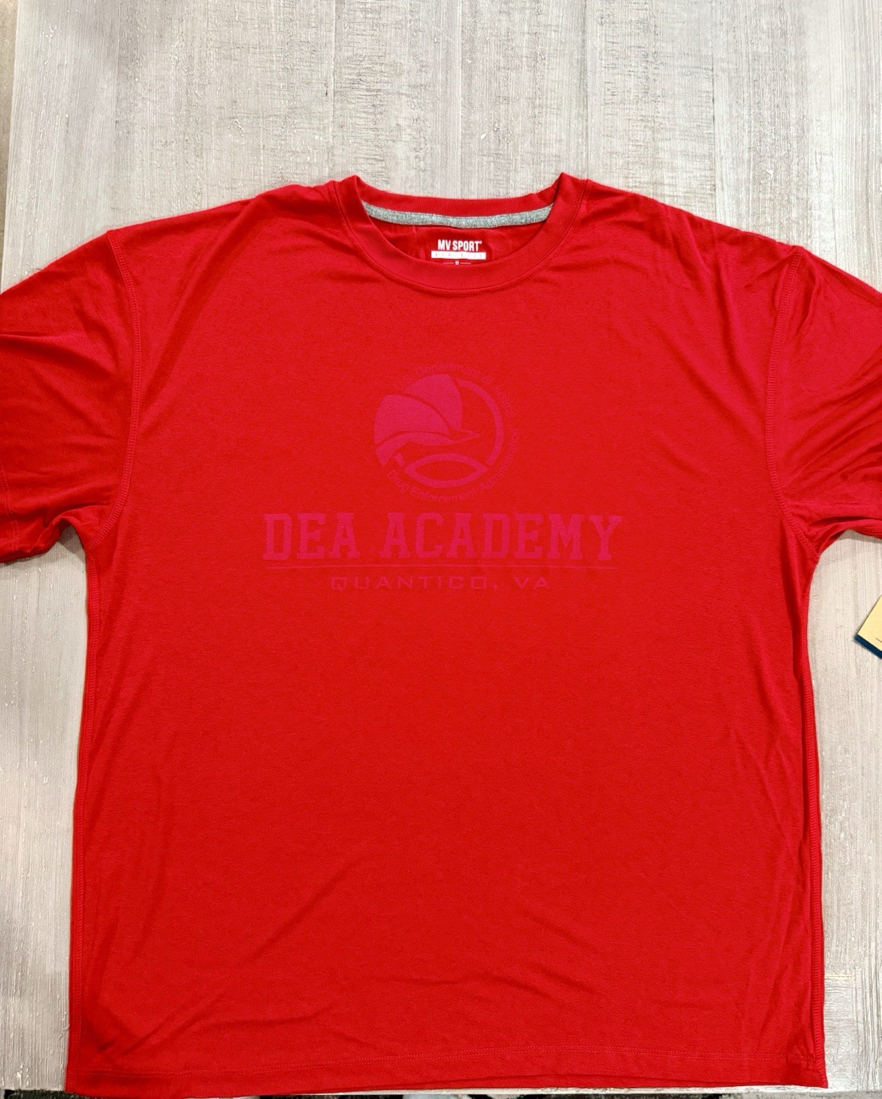 “DEA ACADEMY” Red Dri-Fit Style Athletic T Shirt – Size XL – by MV Sport – NWT!