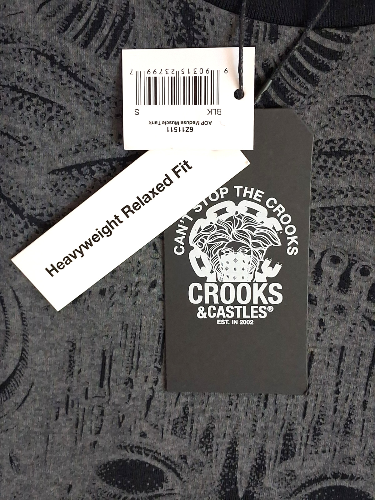 Crooks & Castles Football Medusa Muscle Tank Shirt Small Oversized Heavyweight