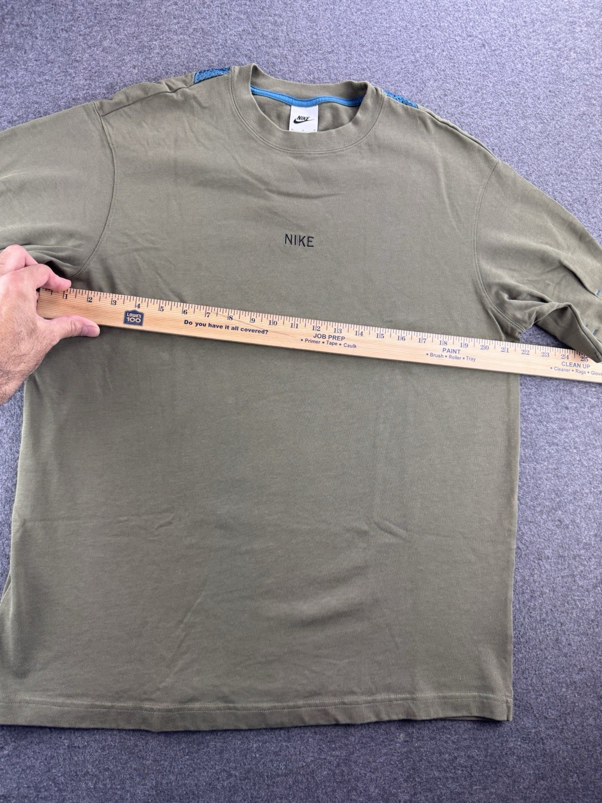 Nike Sportswear T Shirt Size Medium Olive Green Mesh Back Pleated VTG Inspired