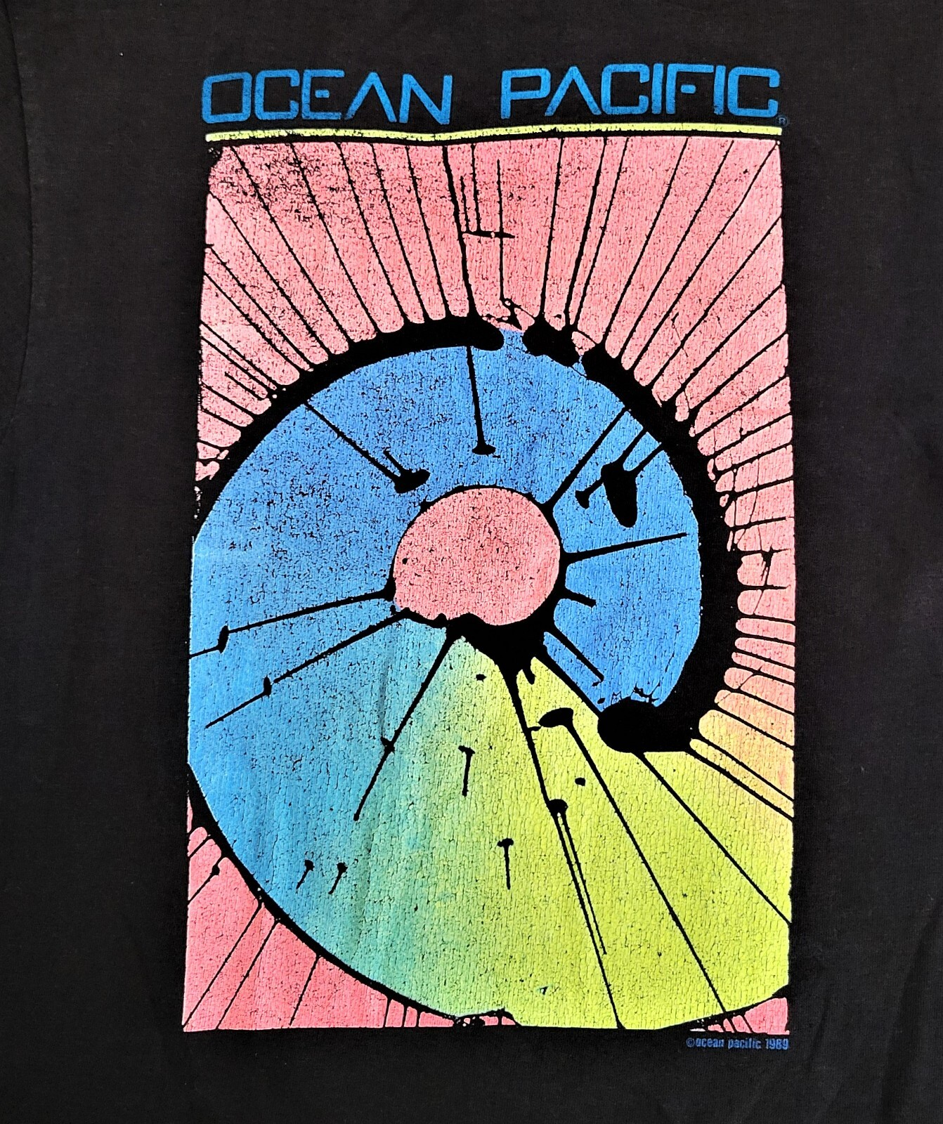 Vintage 80s Ocean Pacific T Shirt Vtg 1989 Psychedelic Surf Skate OP Tee USA S