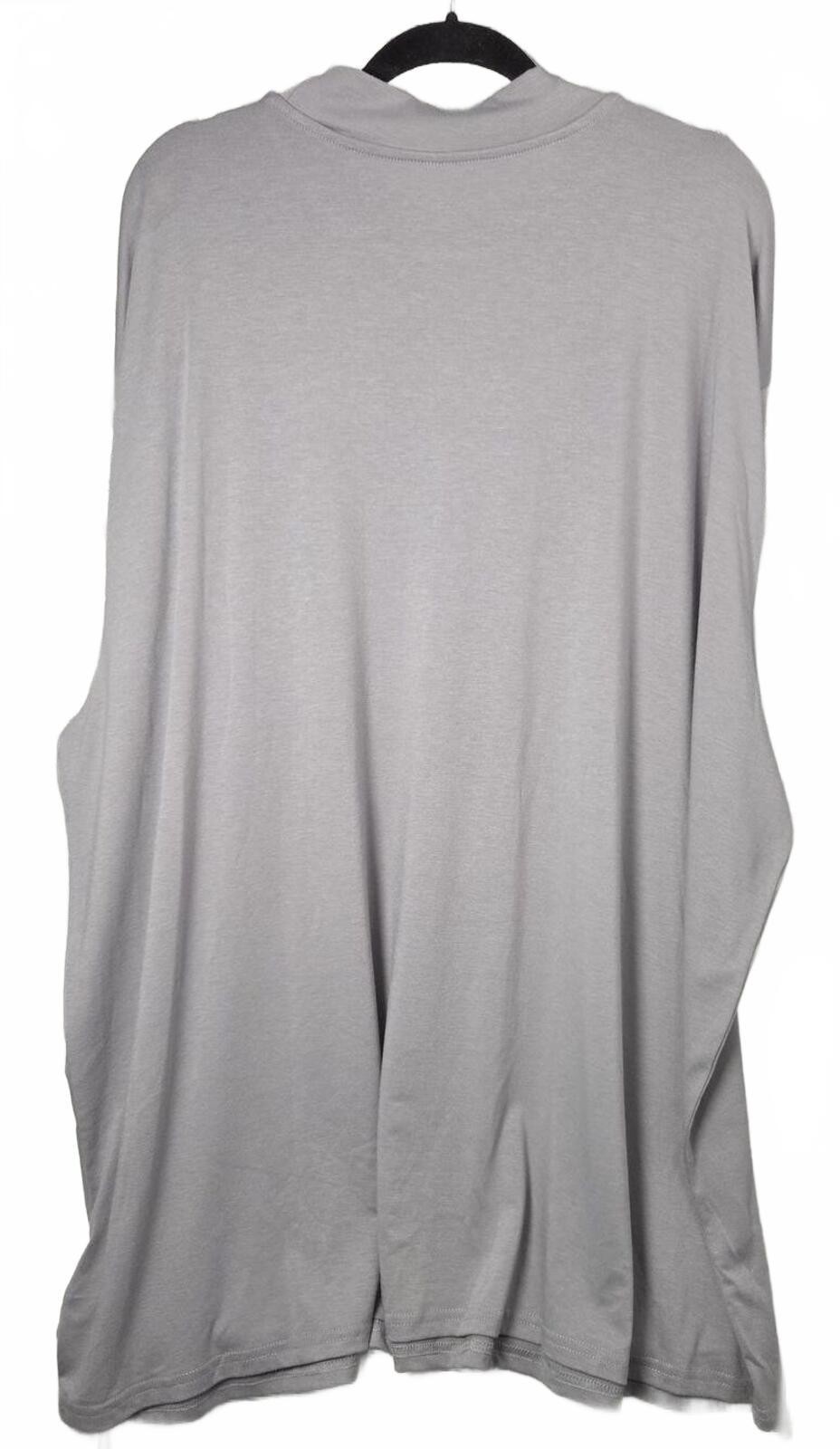 Light Gray Long Sleeve T-Shirt Size 5XL Polyester Cotton Spandex