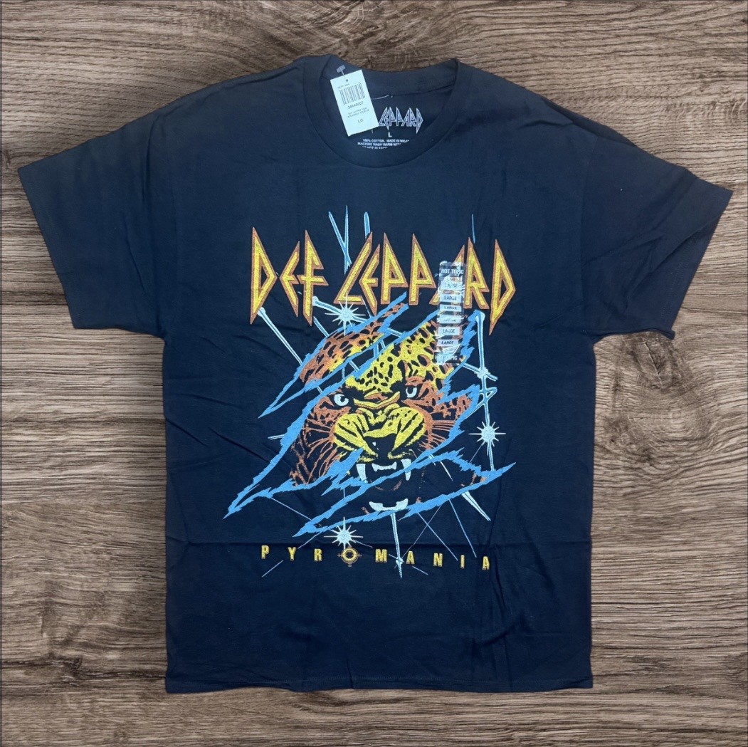 Def Leppard Pyromania Black T-Shirt Size Large