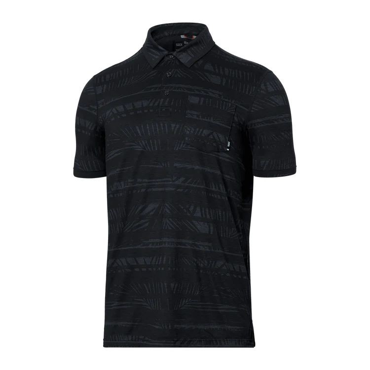 Saxx Droptemp Printed All Day Cooling Polo Men’s Shirt, Shade Stripe/Turbulence,
