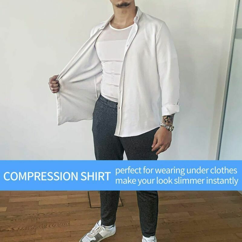 Men Cooling Gynecomastia T-shirt Posture Corrector Vest Compression Shaping Top