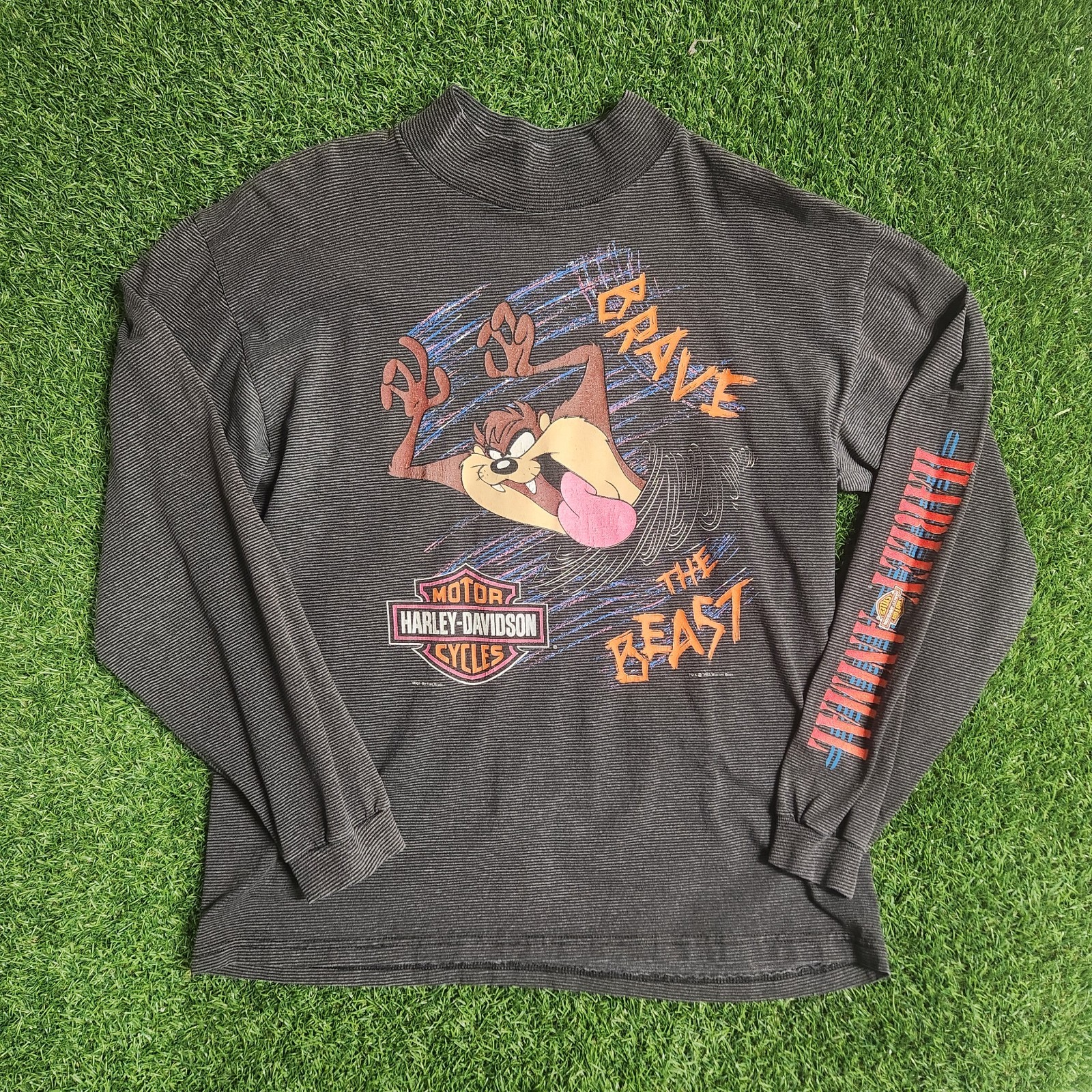 Vintage Harley Davidson Shirt Mens Large Looney Tunes Bugs Taz Made USA 90s