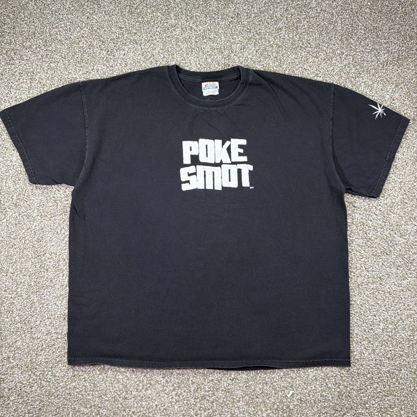 Vintage Poke Smot Tm Marijuana Tee Size XL 90s Black Tee 4:20 Cannabis