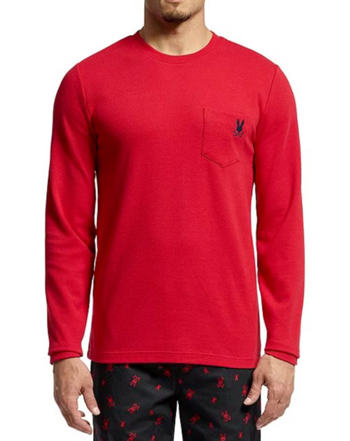 Psycho Bunny Vail Long Sleeve Bunny Waffle Lounge Pocket Shirt Men’s NWT