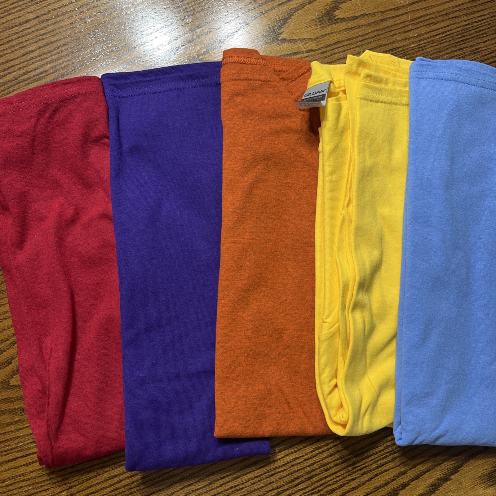 Gilden Heavy Cotton T-shirts Multicolors Size Large No Pocket Set Of Five
