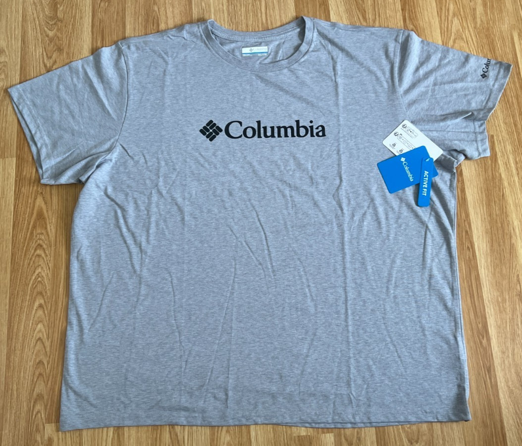 Mens COLUMBIA T-SHIRT Sportswear Grey Heather SUPER SOFT FEEL COTTON L/XL/2XL