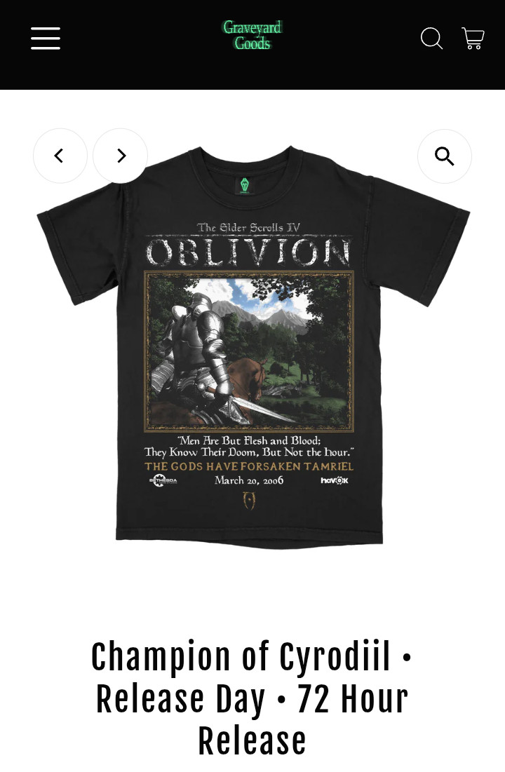 Graveyard Goods Large Tee Oblivion Release Day 72 Hrs Drop Never Worn New Sealed
