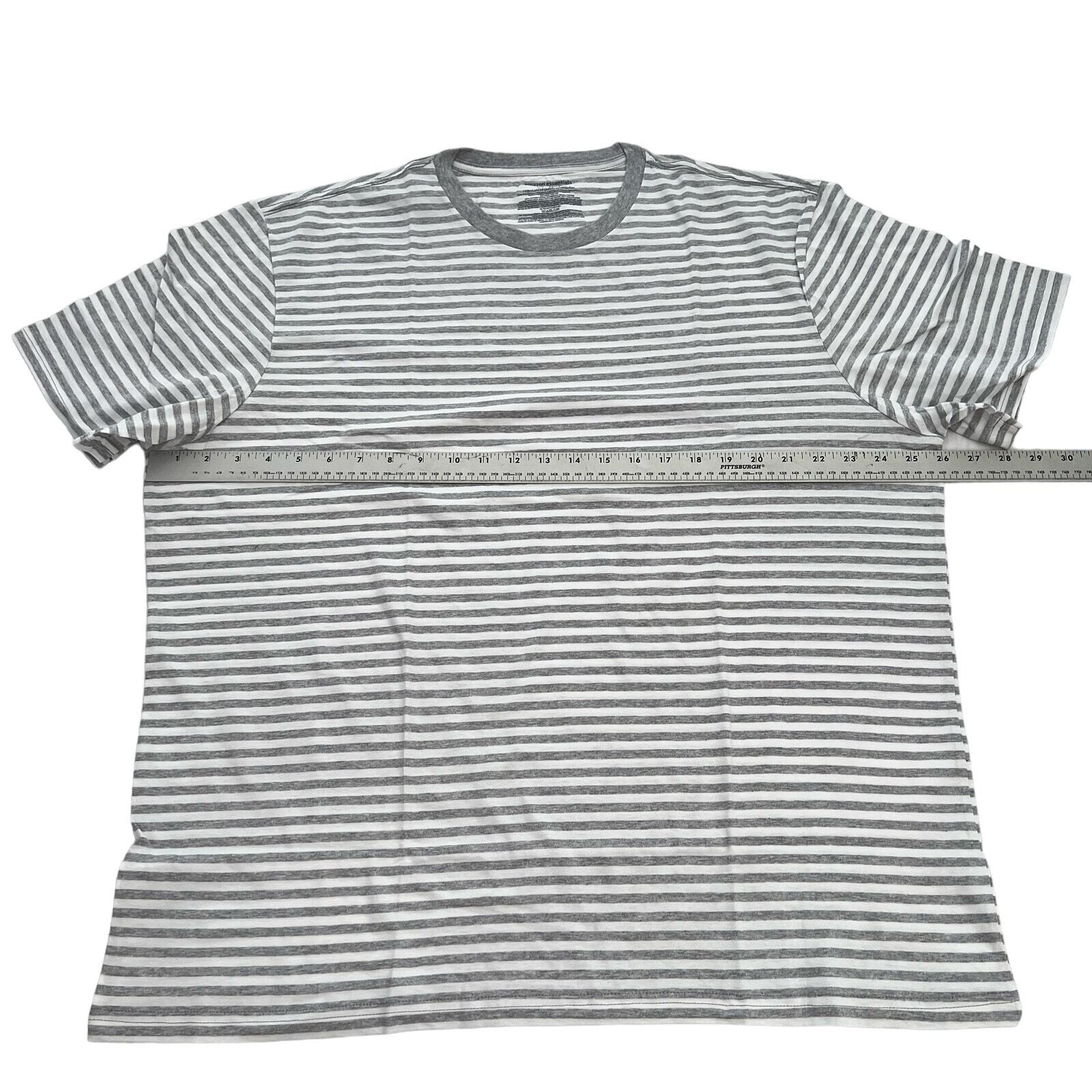 Amazon Essentials Men’s Gray Striped Reg-Fit Short Sleeve Crewneck T-Shirts 2XL