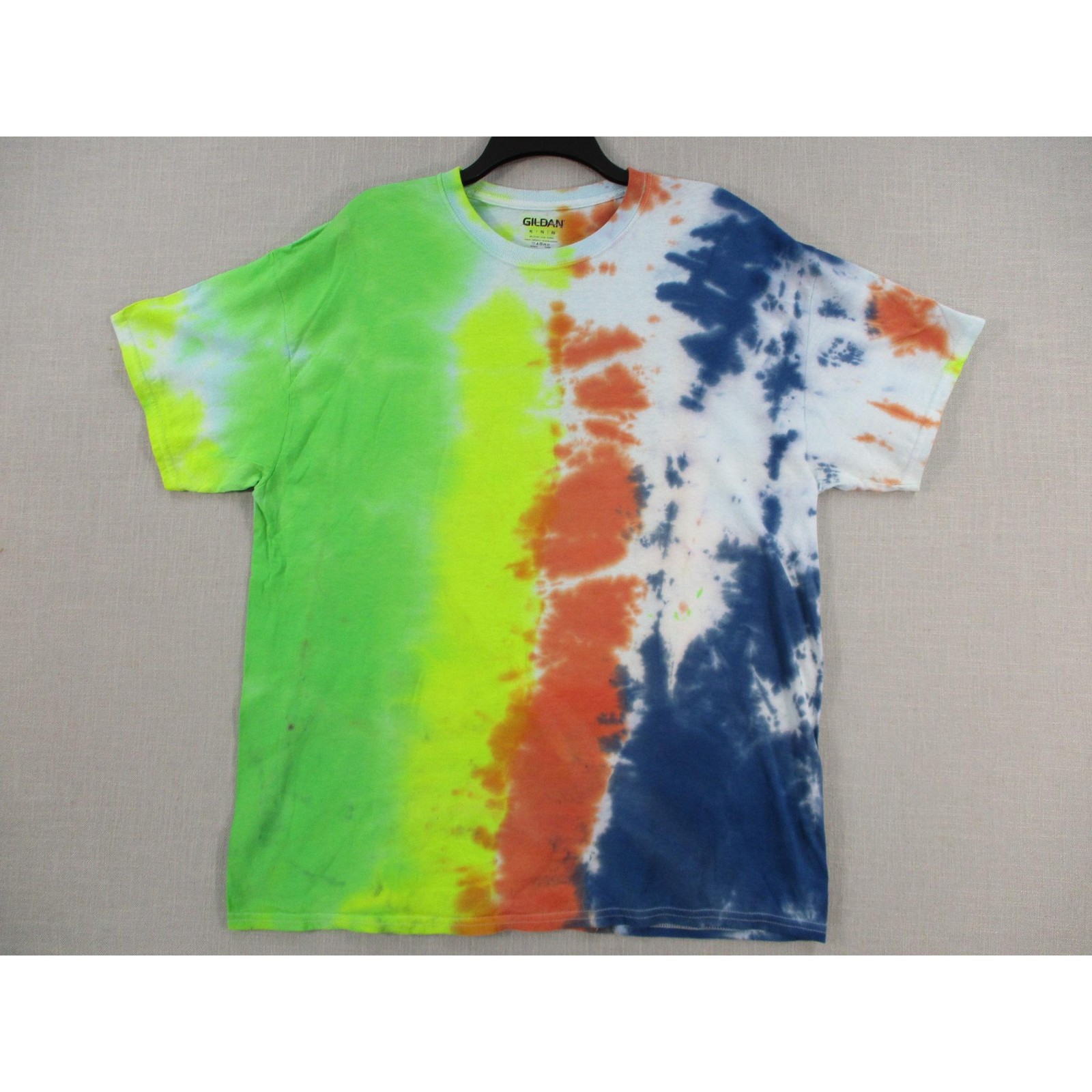 GILDAN Multi Color Psychedelic Festival Tie Dye T Shirt Mens Unisex Size XL