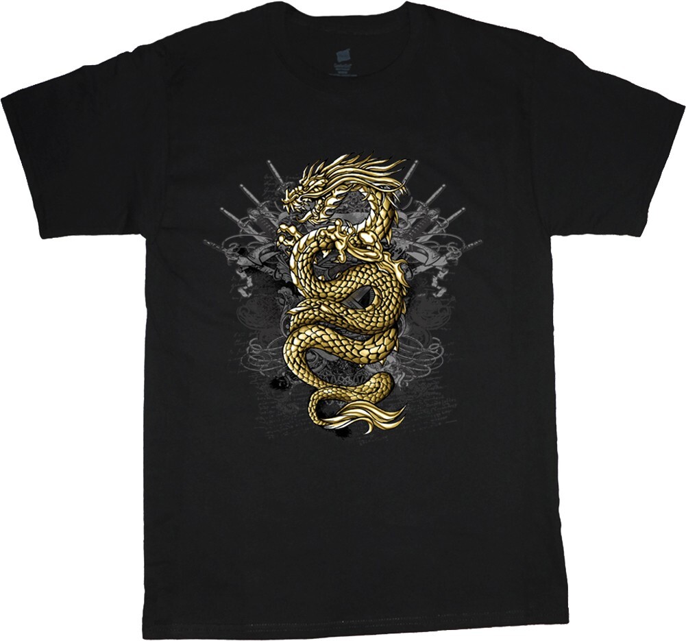 Gold Dragon T-shirt Mens Graphic Tees Dragons Clothing Apparel Accessories Gifts