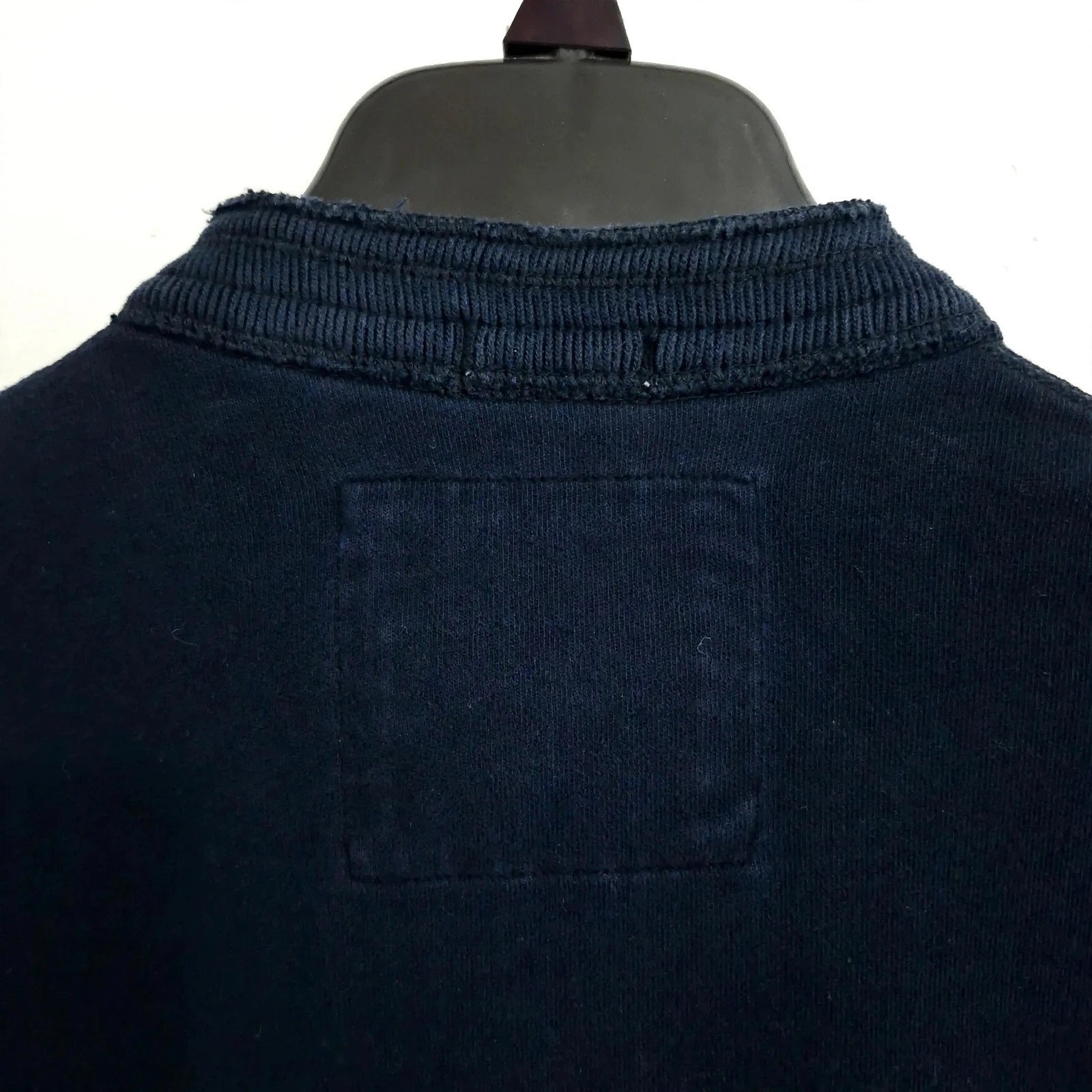 Abercrombie & Fitch Men Small Navy Blue Long Sleeve Henley Shirt Red Moose Logo