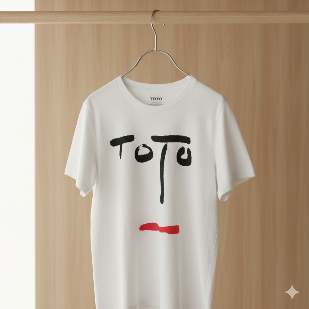 Toto Logo Face Graphic T-Shirt White Classic 80s Rock Band Tee – T476