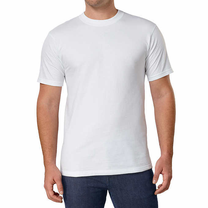 Kirkland Men’s 6-pack White 100% Cotton Crew Neck T-shirt S M L XL XXL 3XL