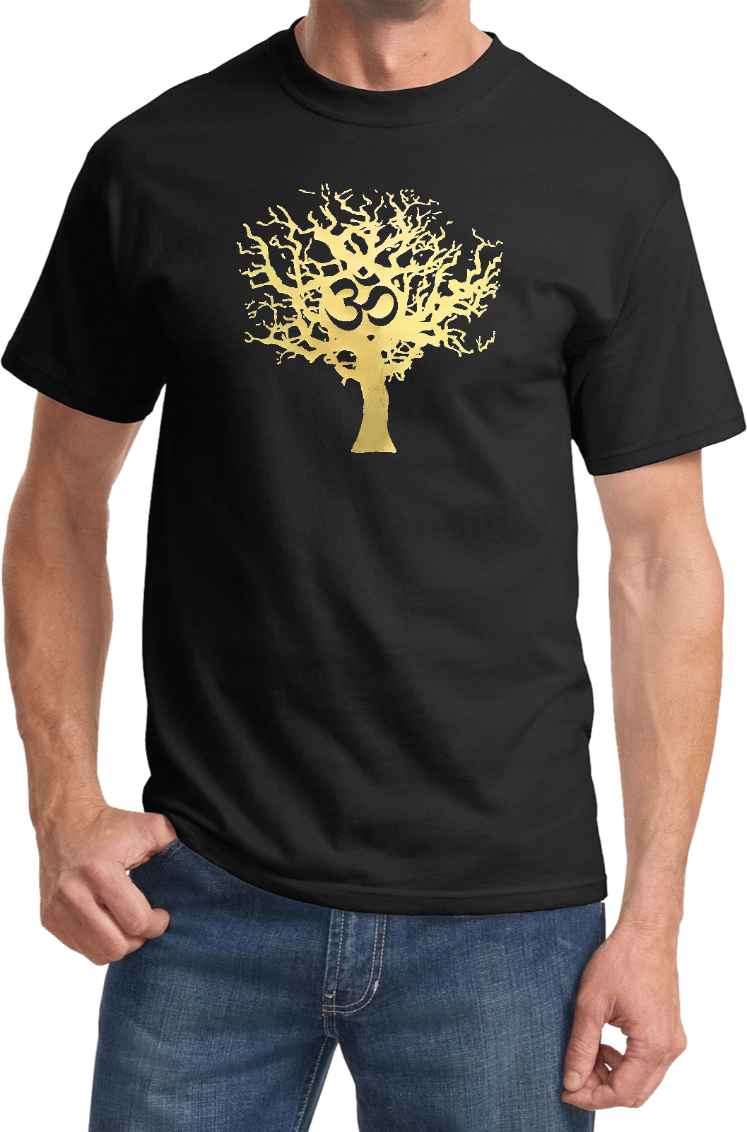 Mens Yoga Gold Foil Tree Of Life T-Shirt