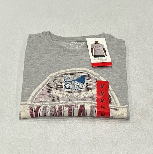 Weatherproof Vintage Men’s Graphic Crew Neck Short Sleeve Tee, Gray, Size M